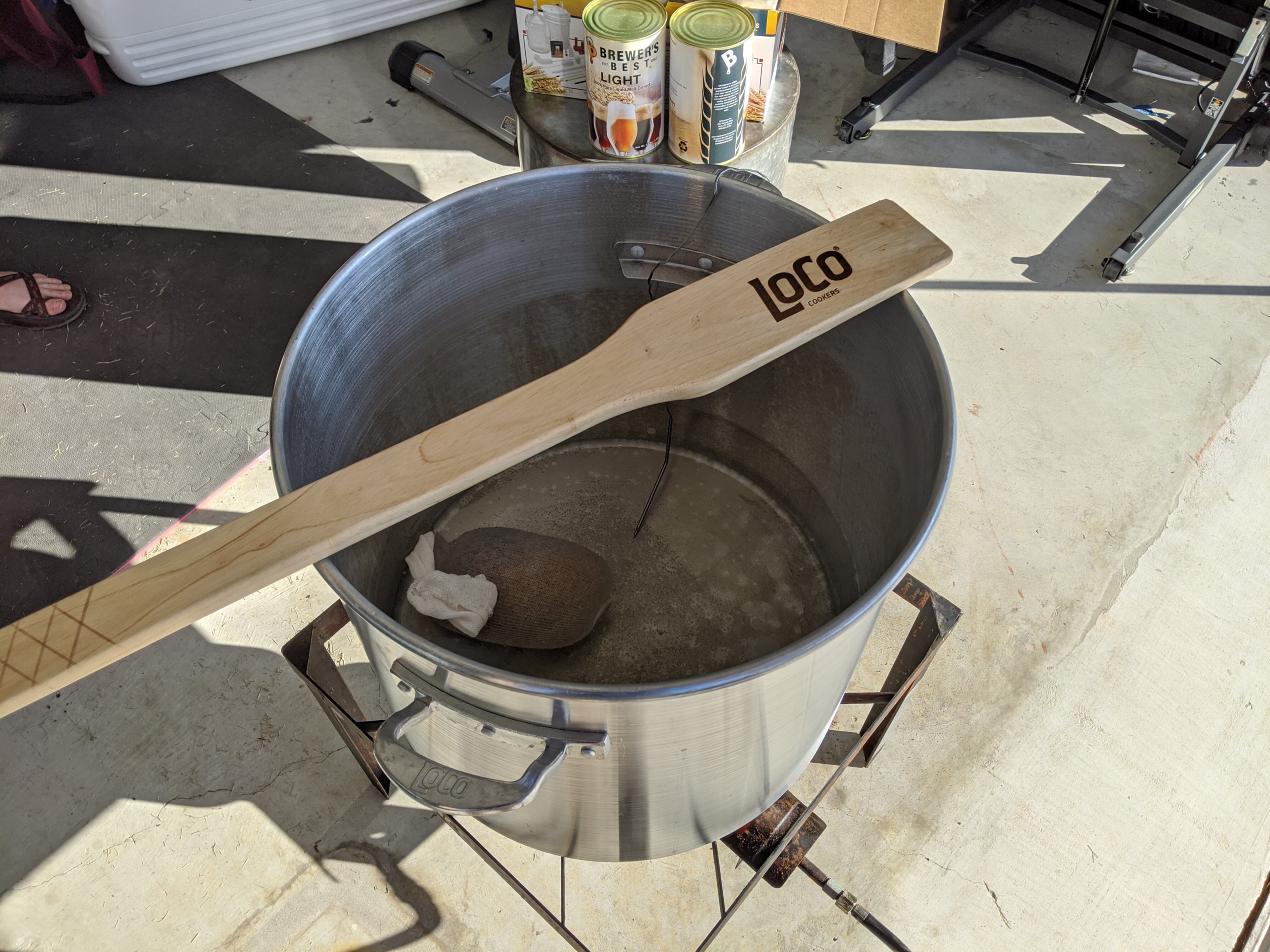 Our grains steeping in the pot.